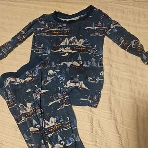 Little Sleepies Blue Train Pajama Set